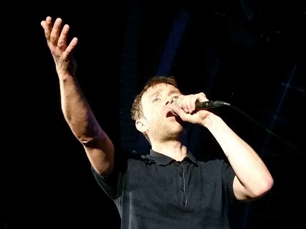 Simone's close view of Damon Albarn at Blur's Hollywood Bowl show, no zoom.